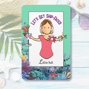 Grappige Vrouwelijke Cartoon Tropische Vakantie Cr Magneet