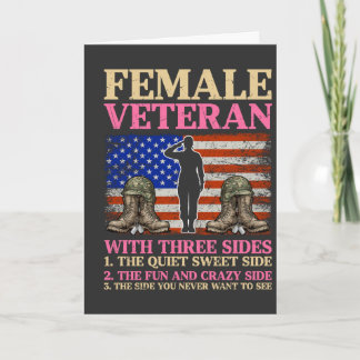 Grappige Vrouwelijke Veterane Militaire Vrouw Amer Kaart