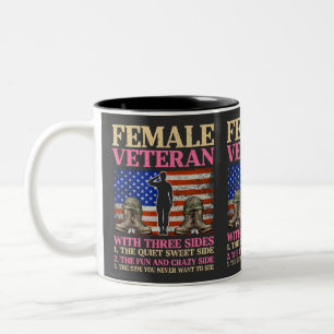 Grappige Vrouwelijke Veterane Militaire Vrouw Amer Tweekleurige Koffiemok