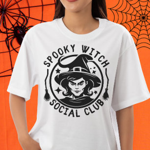 Grappige vrouwen Halloween Spooky Witch Social Clu T-shirt