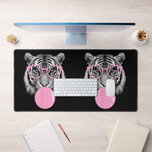 Grappige Vrouwen Tijger Bril & Roze Bubble Gum Ani Bureaumat