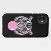 Grappige Vrouwen Tijger Bril & Roze Bubble Gum Ani Case-Mate iPhone Case (Achterkant (horizontaal))
