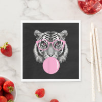 Grappige Vrouwen Tijger Bril & Roze Bubble Gum Ani