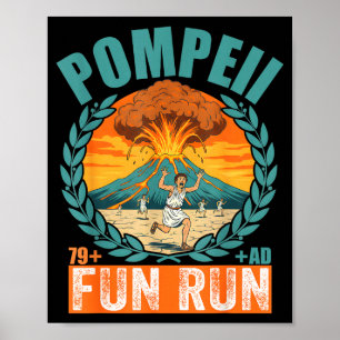 Grappige vulkaan Pompeii Fun Run Geografie vulkano Poster
