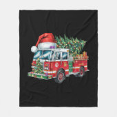 Grappige Vuurtruck Santa Hat Kerstboom Lights Fleece Deken (Voorkant)