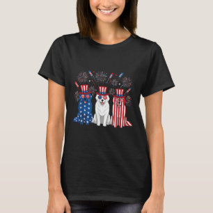Grappige Vuurwerk Grote Pyreneeën Amerikaanse Vlag T-shirt