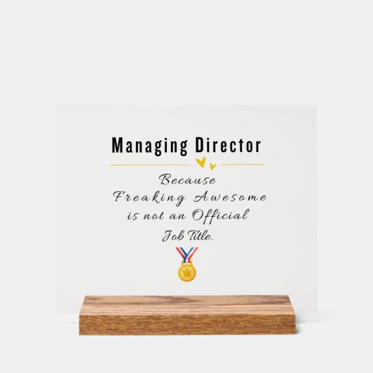 Grappige waardering voor Managing Director Acryl Bord (Voorkant)