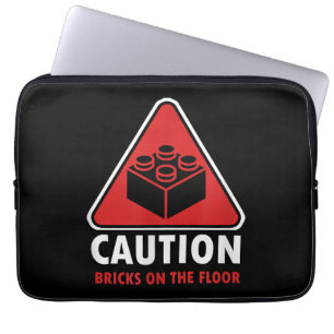 Grappige Waarschuwing Bouwblokken Stenen Op Vl Laptop Sleeve