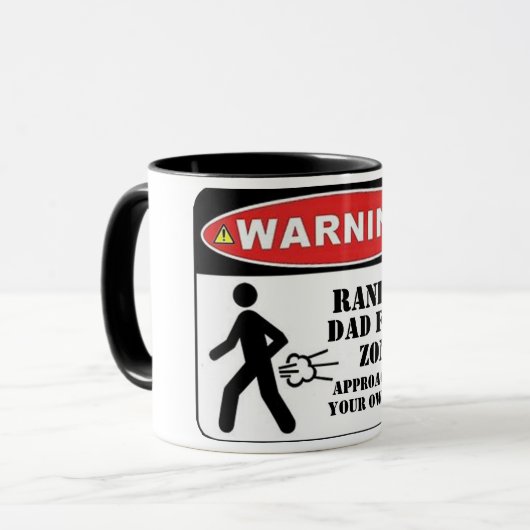 grappige waarschuwing vader fart zone vader cadeau mok (Voorkant links)