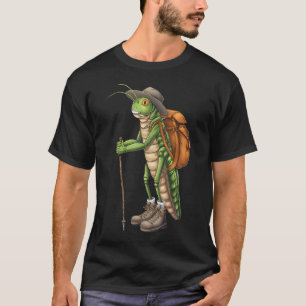 Grappige Wandelende Sprinkhaan Kampeerliefhebber T-shirt