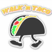 Grappige Wandelende Taco Vinyl Decal Stricker Sticker (Voorkant)