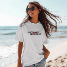 Grappige wandelshirt Disconnect to Reconnect zwart