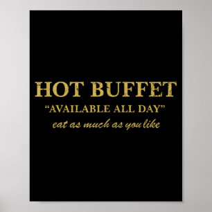 Grappige warme buffet beschikbaar de hele dag eet  poster
