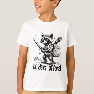 Grappige Wasbeer 100 Dagen Wilde School Chaos T-shirt