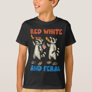 Grappige wasbeer 4 juli Amerikaanse vlag patriotti T-shirt