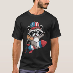 Grappige Wasbeer 4 juli Hotdog Vierde Juli T-shirt