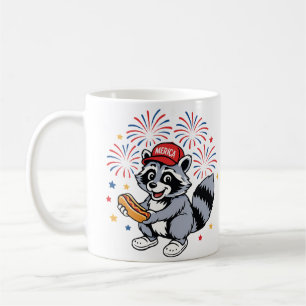 Grappige wasbeer 4 juli Patriottisch Schattige Roo Koffiemok