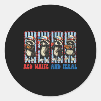 Grappige wasbeer 4 juli Patriottisch Schattige Roo Ronde Sticker