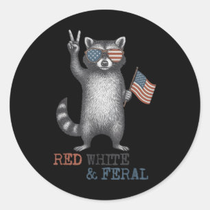 Grappige wasbeer 4 juli Patriottisch Schattige Roo Ronde Sticker