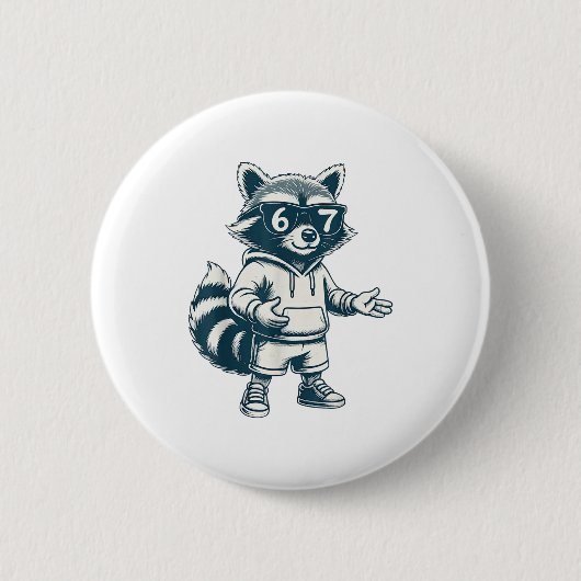 Grappige Wasbeer 67 Meme Zes Zeven Ronde Button 5,7 Cm (Voorkant)