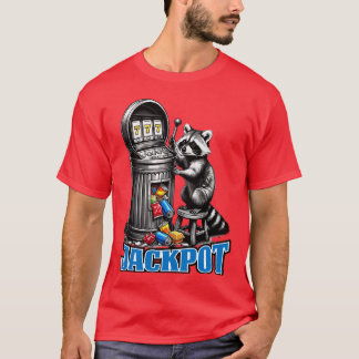 Grappige wasbeer afvalbak fruitaut jackpot t-shirt