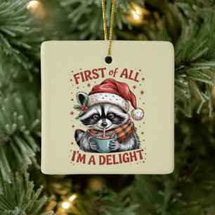 Grappige Wasbeer Allereerst Ben Ik Een Genot Kerst Keramisch Ornament