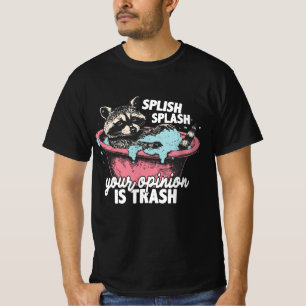 Grappige wasbeer badkunst, splash prullenbak menin t-shirt