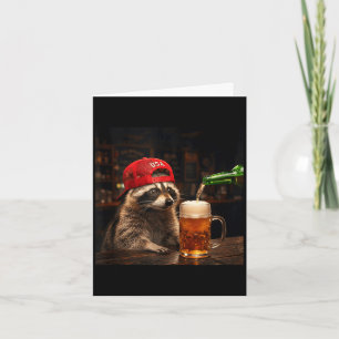 Grappige wasbeer die bier drinkt patriottisch 4 ju kaart