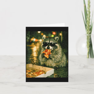 Grappige wasbeer die pizza eet dier meme vuilnis p kaart