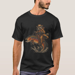 Grappige Wasbeer Die Regenboog Forel Bereed Wasbee T-shirt
