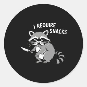 Grappige wasbeer Ik heb snacks Halloween Humor 1 n Ronde Sticker