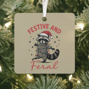 Grappige Wasbeer Kerst Verwilderde Meme Kerstmis  Metalen Ornament