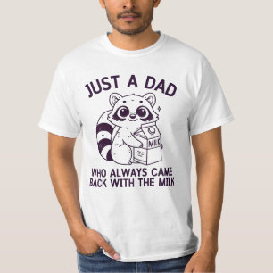 Grappige wasbeer kwam altijd terug met de melk t-shirt