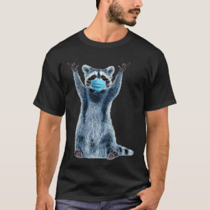 Grappige wasbeer  Medisch blauwe gezichtsmasker T-shirt