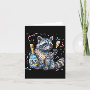 Grappige Wasbeer Met Champagne Disco Bal Nieuwjaar Kaart