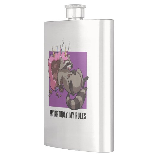 Grappige wasbeer mijn verjaardag mijn regels taart flacon (Links)