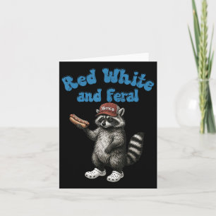 Grappige wasbeer Red White en Feral USA 4 juli Kaart