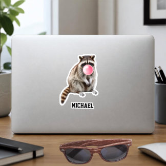Grappige Wasbeer Roze Kauwgom Bel Aangepast Sticker
