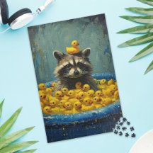 Grappige Wasbeer Rubberen Eend Zwembad Legpuzzel