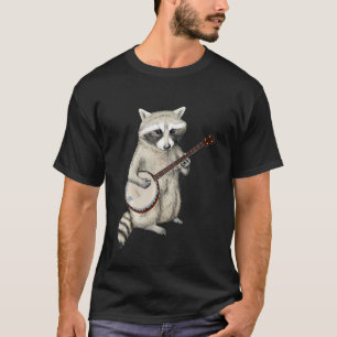 Grappige wasbeer spelen banjo gitaar retro racoon  t-shirt