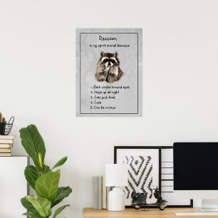 Grappige Wasbeer Spiritueel Dier Humor Mooie Water Poster