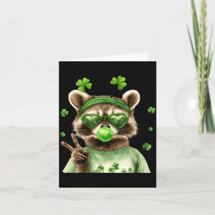Grappige wasbeer St. Patrick's Day geluks-Ierse gr Kaart
