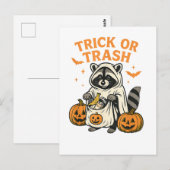 Grappige Wasbeer Trick or Trash Halloween Briefkaart (Voorkant / Achterkant)