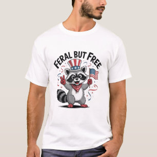 Grappige wasbeer verwilderd maar vrij vierde juli t-shirt