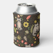 Grappige wasberen illustratiepatroon blikjeskoeler (Blikje Achterkant)