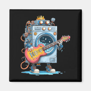 Grappige wasmachine robot met E-gitaar kostuum Magneet