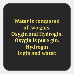 Grappige water- en gin-grap vierkante sticker