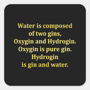 Grappige water- en gin-grap vierkante sticker