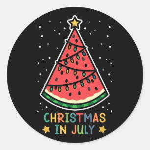 Grappige Watermeloen Kerstmis In Juli Vrouwen Mann Ronde Sticker