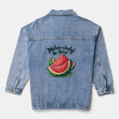Grappige Watermeloen Pun "Melon-choly No More" Denim Jacket (Achterkant)